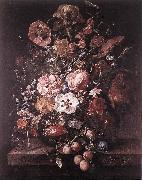 RUYSCH, Rachel Bouquet in a Glass Vase dsf oil painting on canvas